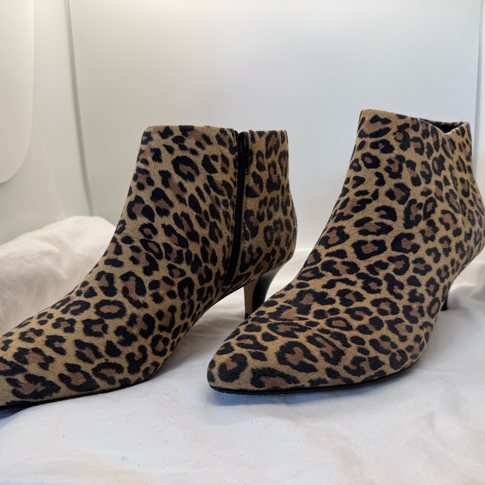 Clarks Leopard Print Ankle Boots with kitten heel